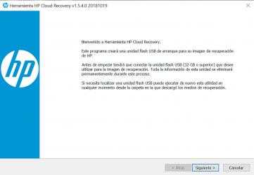 Captura de Pantalla 1 HP Cloud Recovery Tool windows