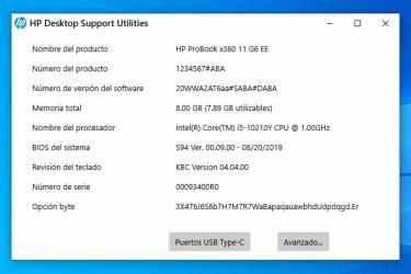 Captura 1 HP Desktop Support Utilities windows