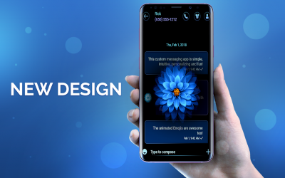 Captura de Pantalla 3 Tema de mensajero de flor azul android