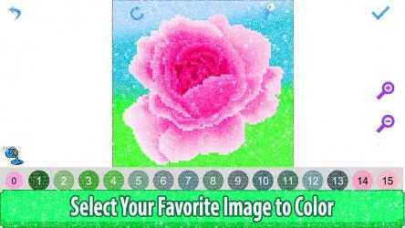 Image 2 Flowers Glitter Pixel Art Color by Number - Mandala Sandbox Coloring windows