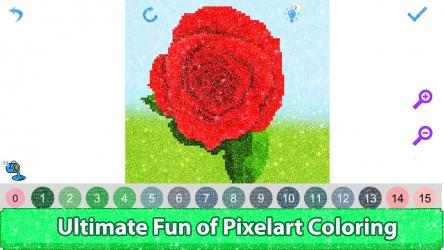 Capture 4 Flowers Glitter Pixel Art Color by Number - Mandala Sandbox Coloring windows