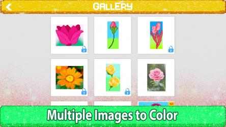 Image 6 Flowers Glitter Pixel Art Color by Number - Mandala Sandbox Coloring windows