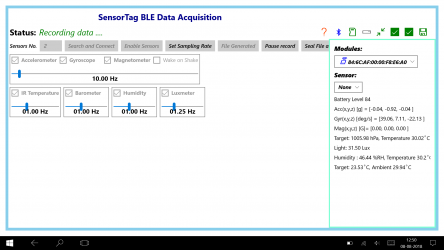 Screenshot 3 SensorTag Data Acquisition windows