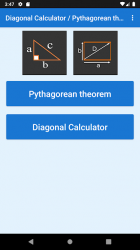 Captura de Pantalla 2 Diagonal Calculator / Pythagorean theorem android