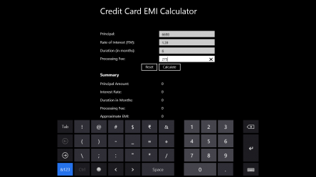 Capture 3 Credit Card EMI Calculator windows