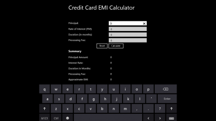 Capture 2 Credit Card EMI Calculator windows