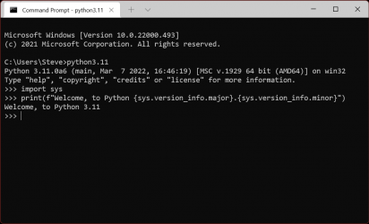 Captura de Pantalla 1 Python 3.11 (Alpha) windows