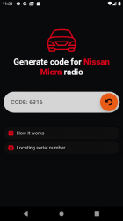 Screenshot 5 Nissan Micra radio code unlock android