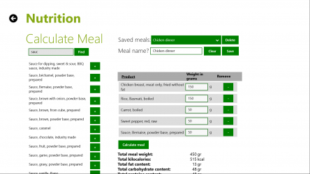 Captura 7 Nutrition database windows