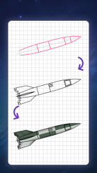 Captura de Pantalla 7 Cómo dibujar cohetes. Lecciones paso a paso android