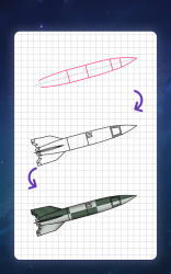 Screenshot 12 Cómo dibujar cohetes. Lecciones paso a paso android