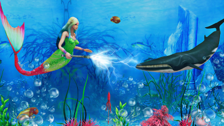 Captura de Pantalla 3 Mermaid Simulator 3D Sea Games android