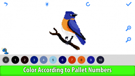 Capture 4 Birds Color by Number: Pixel Art, Sandbox Coloring Book windows