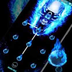 Capture 1 Blue Fire Skull - App Lock Master Theme android