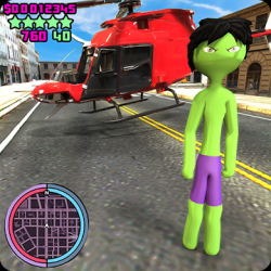 Captura de Pantalla 1 Verde Monstruo Stickman Soga Héro Delito Simulador android