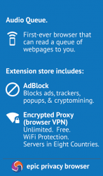 Captura 3 Epic Privacy Browser Ad Block, Almacén, VPN Gratis android