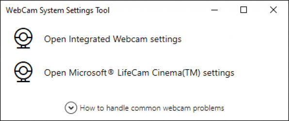 Captura 1 Webcam System Settings windows