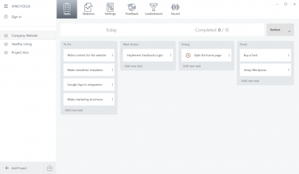 Image 1 Focus, commit - Be Focused with Pomodoro timer and visualize your work, workflow with Kanban Board windows