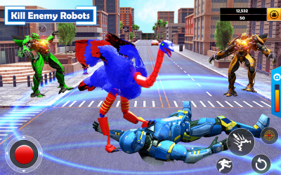 Screenshot 3 Robot avestruz volador juegos robots en bicicleta android