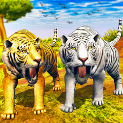 Captura de Pantalla 1 virtual Tigre familia simulador: salvaje Tigre ju android