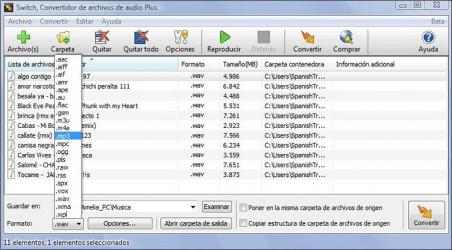 Screenshot 1 Switch, convertidor de archivos de audio gratis windows