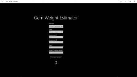 Capture 1 Gem Weight Estimator windows