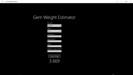 Screenshot 2 Gem Weight Estimator windows