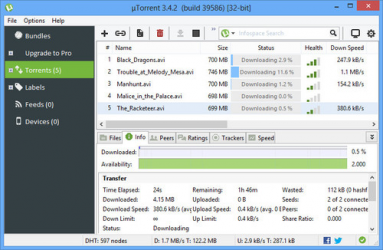 Captura de Pantalla 1 uTorrent windows