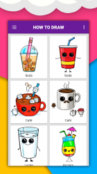 Screenshot 6 Cómo dibujar comida linda, bebidas paso a paso android