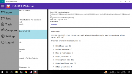 Screenshot 3 DA-IICT Webmail windows