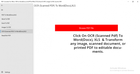 Captura 9 PDF Converter For Office : PDF to Word(Docx),XLS,PPTX,HTML,TXT & Word To PDF ,Images To PDF ,Excel to PDF ,OCR PDF windows
